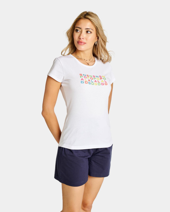 CAMISETA PUNTO LETRAS BLANCO