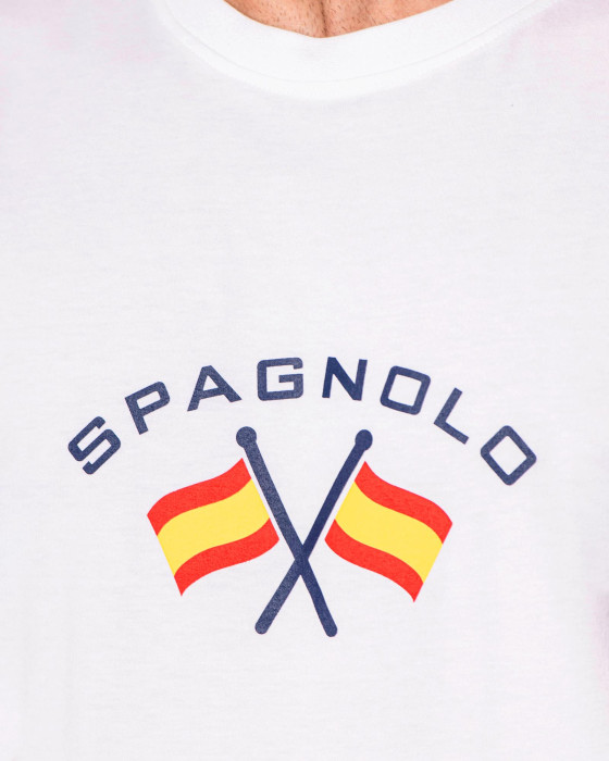 Camiseta de hombre Spagnolo punto bandera liso blanco 2