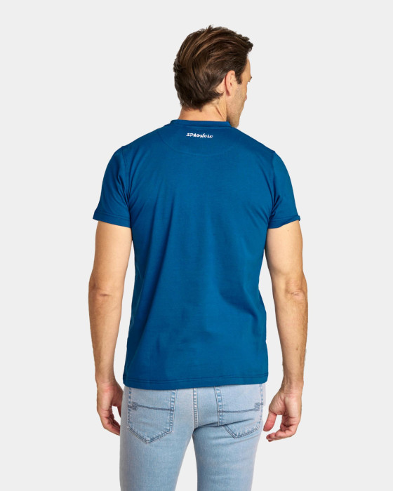 Camiseta de hombre Spagnolo estampado de playa azul 3