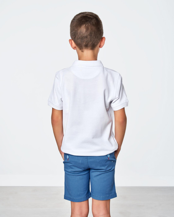 Polo de niño Spagnolo piqué liso blanco 3