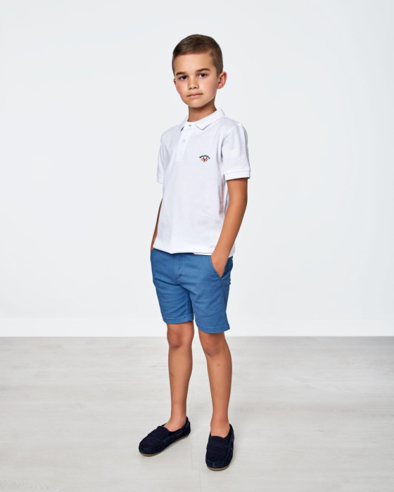 Polo de niño Spagnolo piqué liso blanco 4