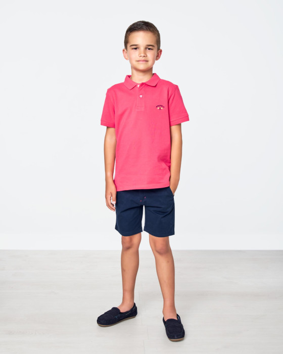 Polo de niño Spagnolo piqué liso fucsia 4