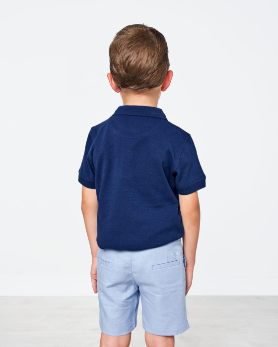 Polo de niño Spagnolo piqué liso marino 3