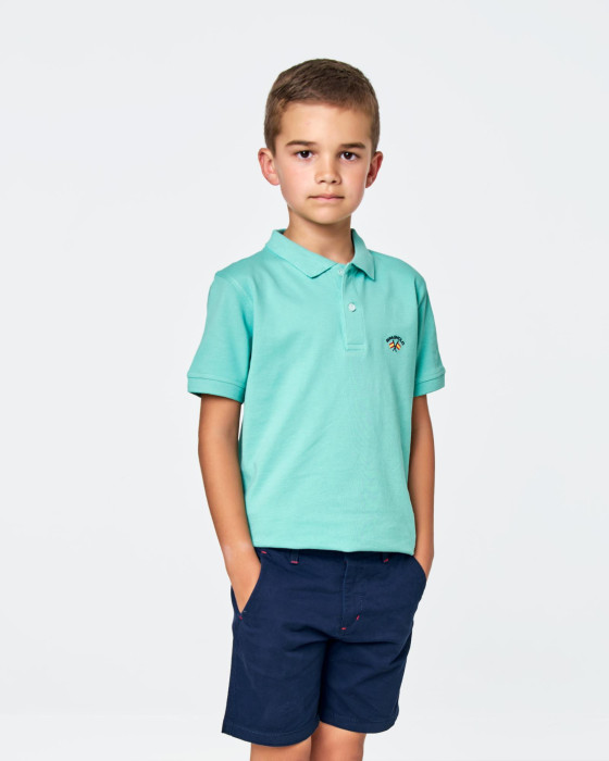 Polo de niño Spagnolo piqué liso verde agua 3