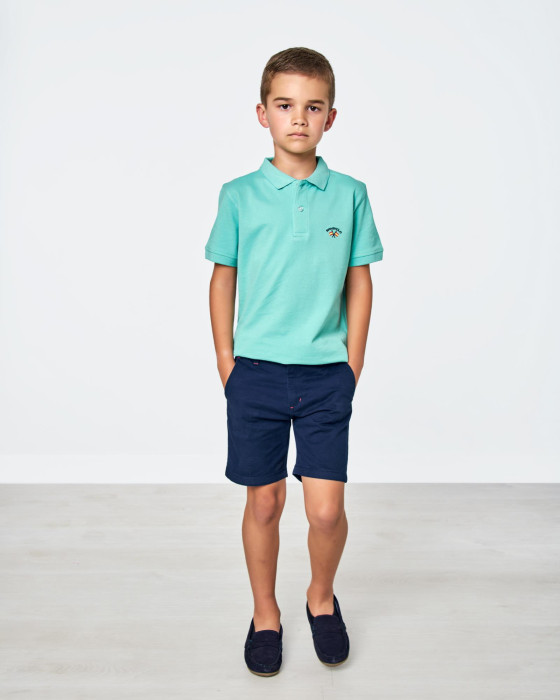 Polo de niño Spagnolo piqué liso verde agua 4