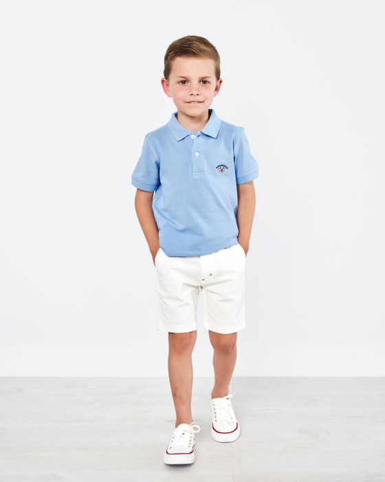 Polo de niño Spagnolo piqué liso celeste 4