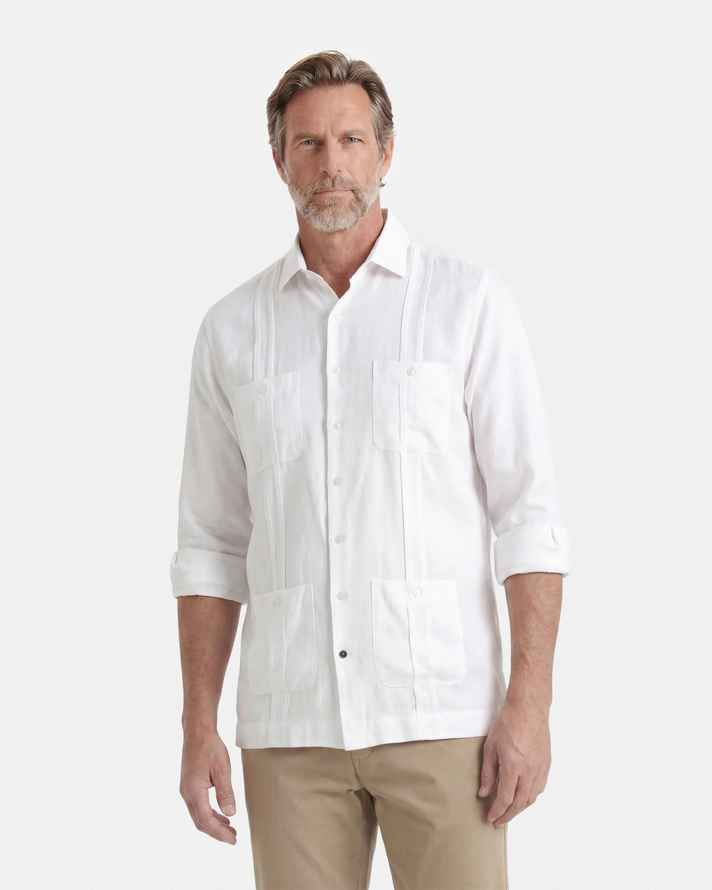 CAMISA GUAYABERA LINO HOMBRE BLANCO