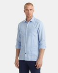 CAMISA CUBANA LINO HOMBRE CELESTE