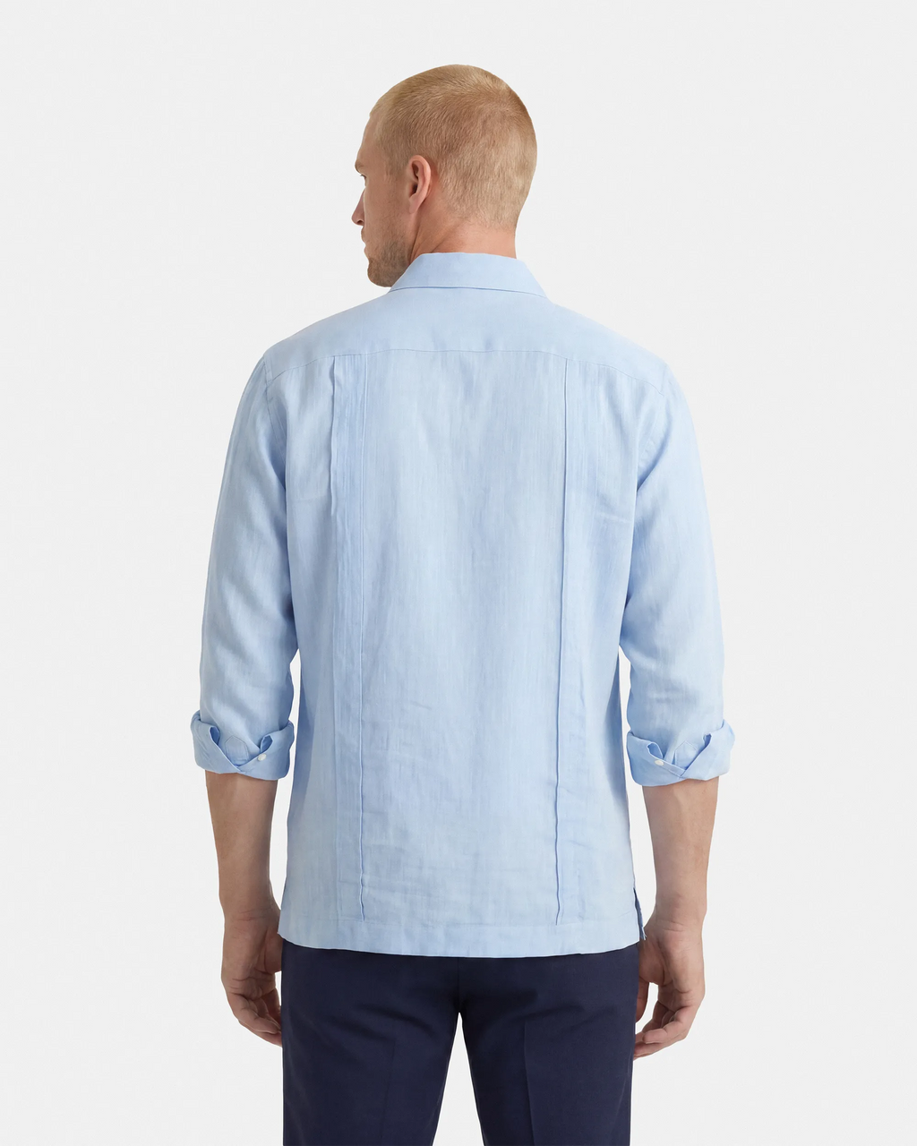 CAMISA CUBANA LINO HOMBRE CELESTE