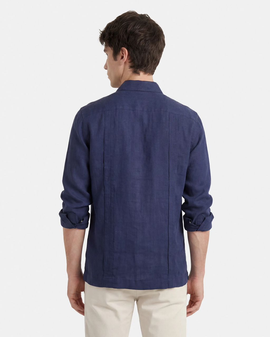 CAMISA CUBANA LINO HOMBRE AZUL MARINO