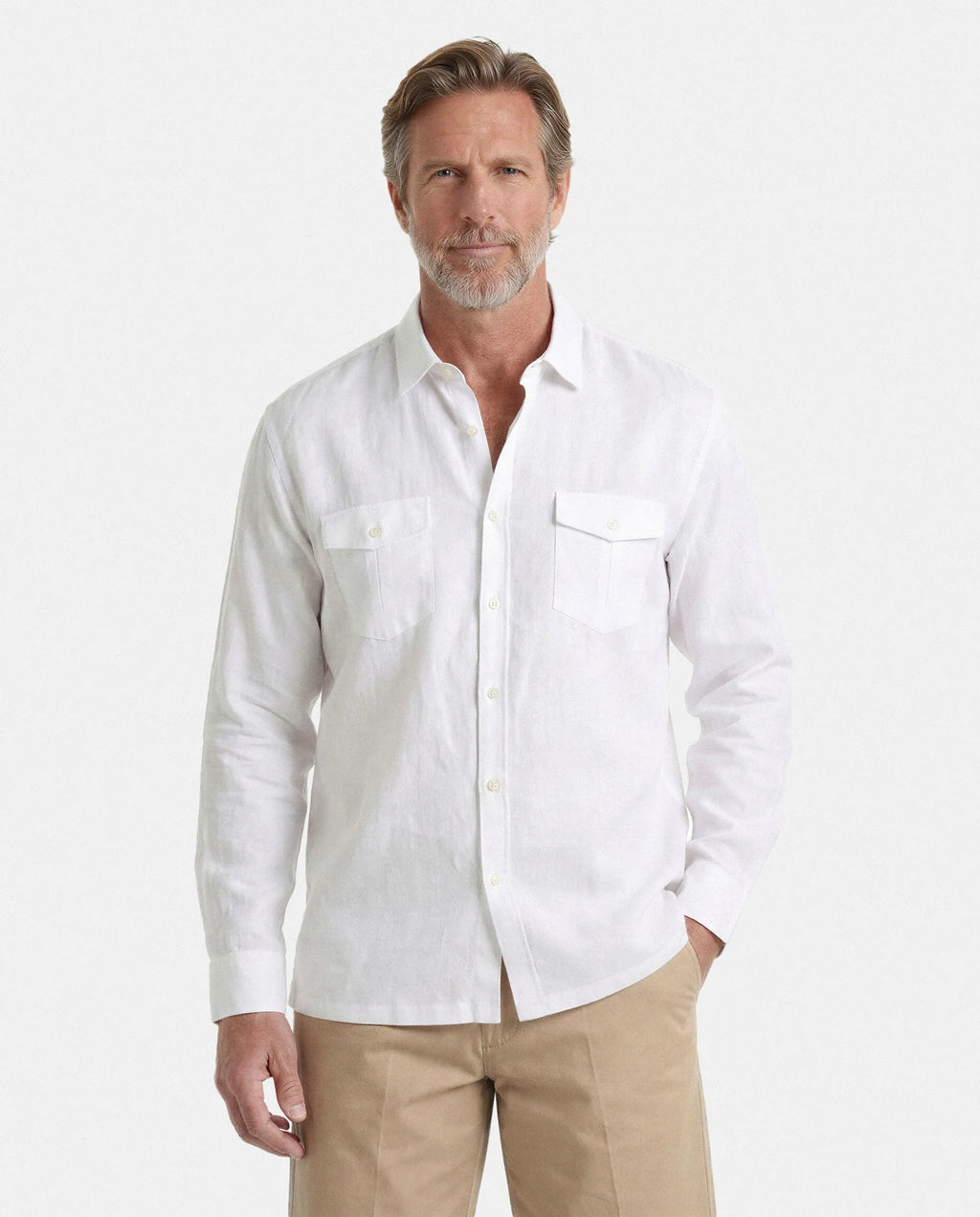 CAMISA GUAYABERA LINO HOMBRE BLANCO