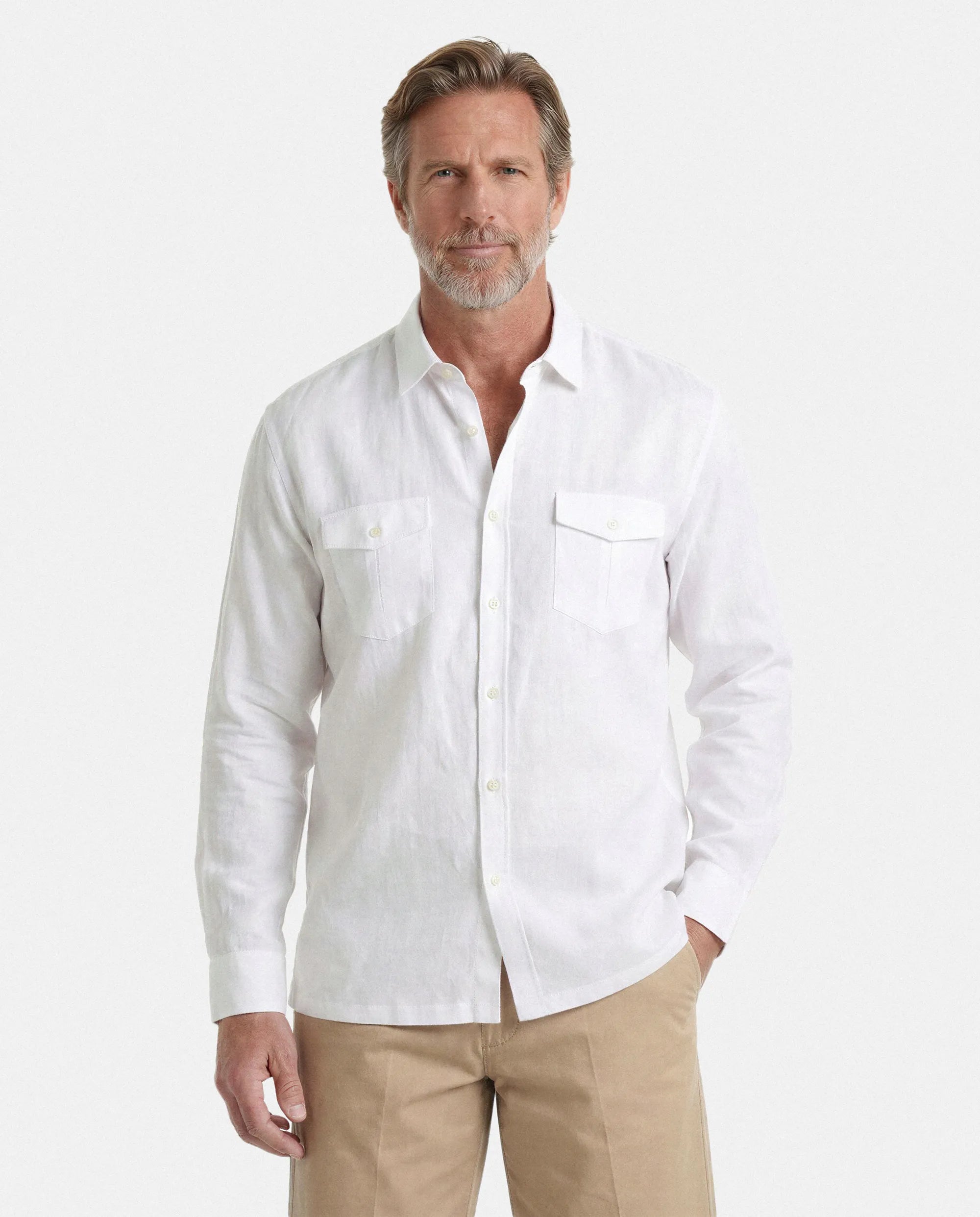 CAMISA GUAYABERA LINO HOMBRE BLANCO
