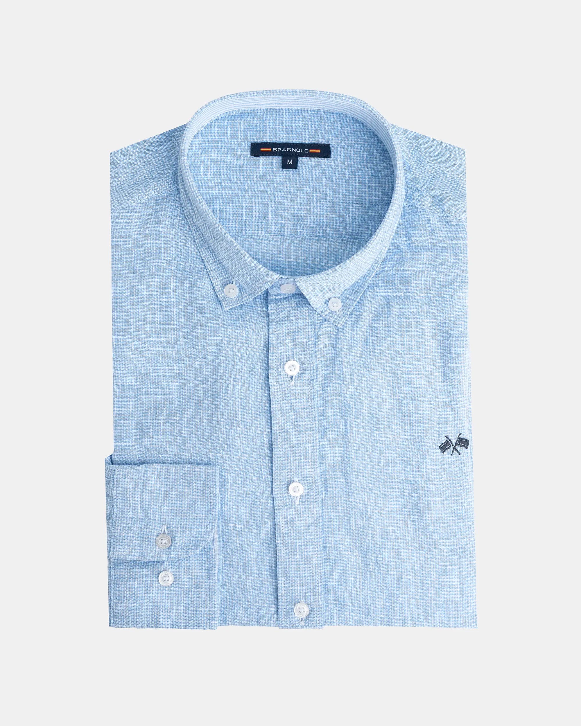 CAMISA LINO HOMBRE CELESTE