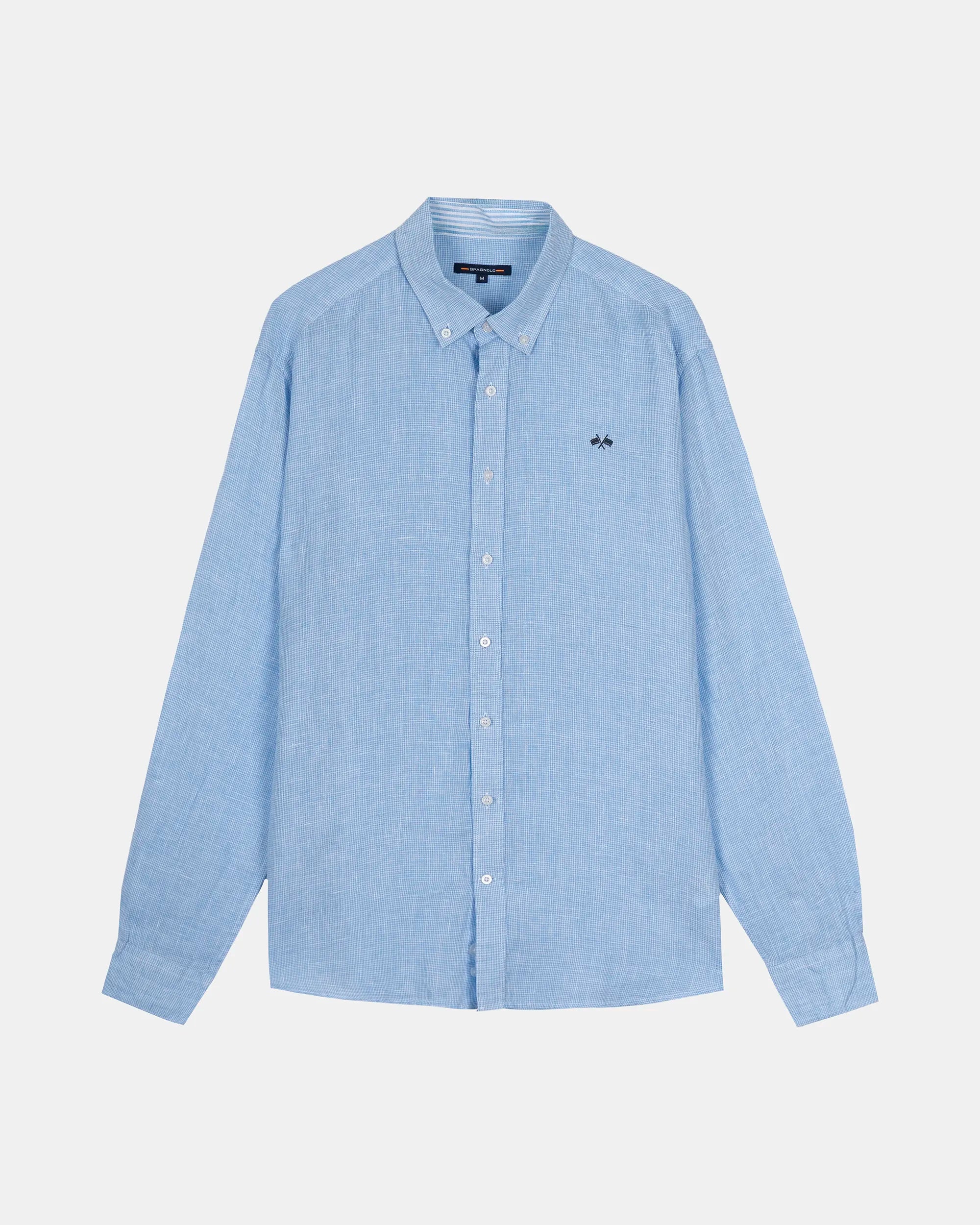 CAMISA LINO HOMBRE CELESTE