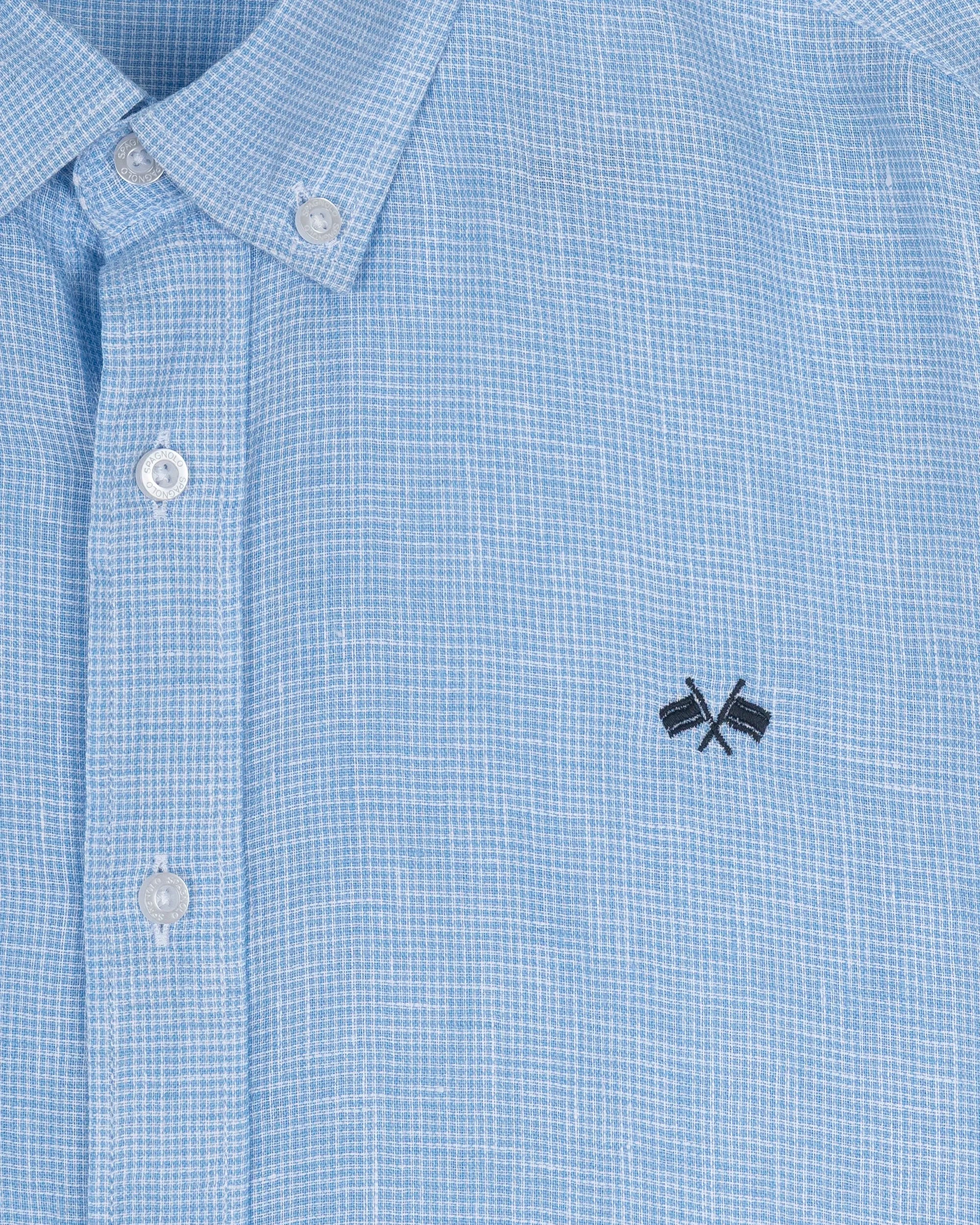 CAMISA LINO HOMBRE CELESTE