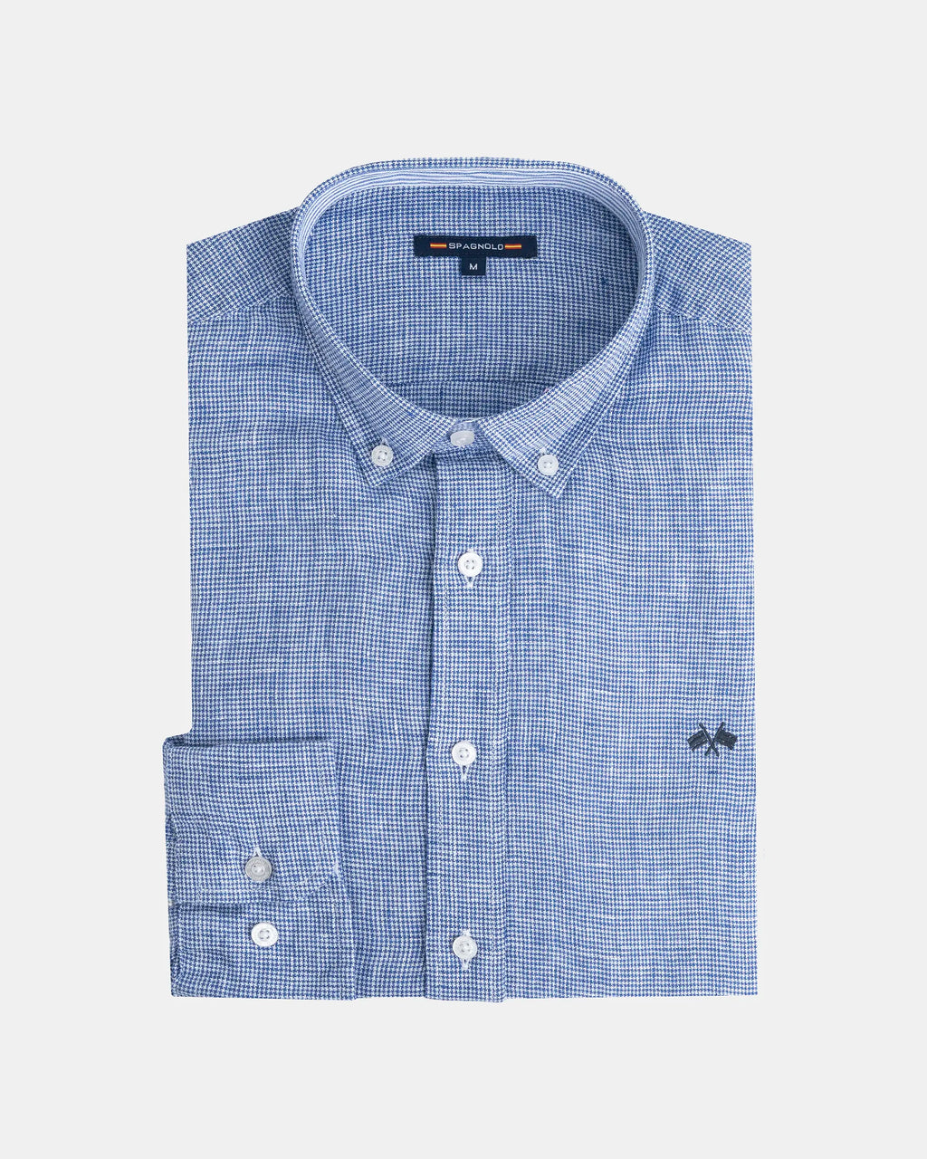 CAMISA LINO HOMBRE AZUL y BLANCO