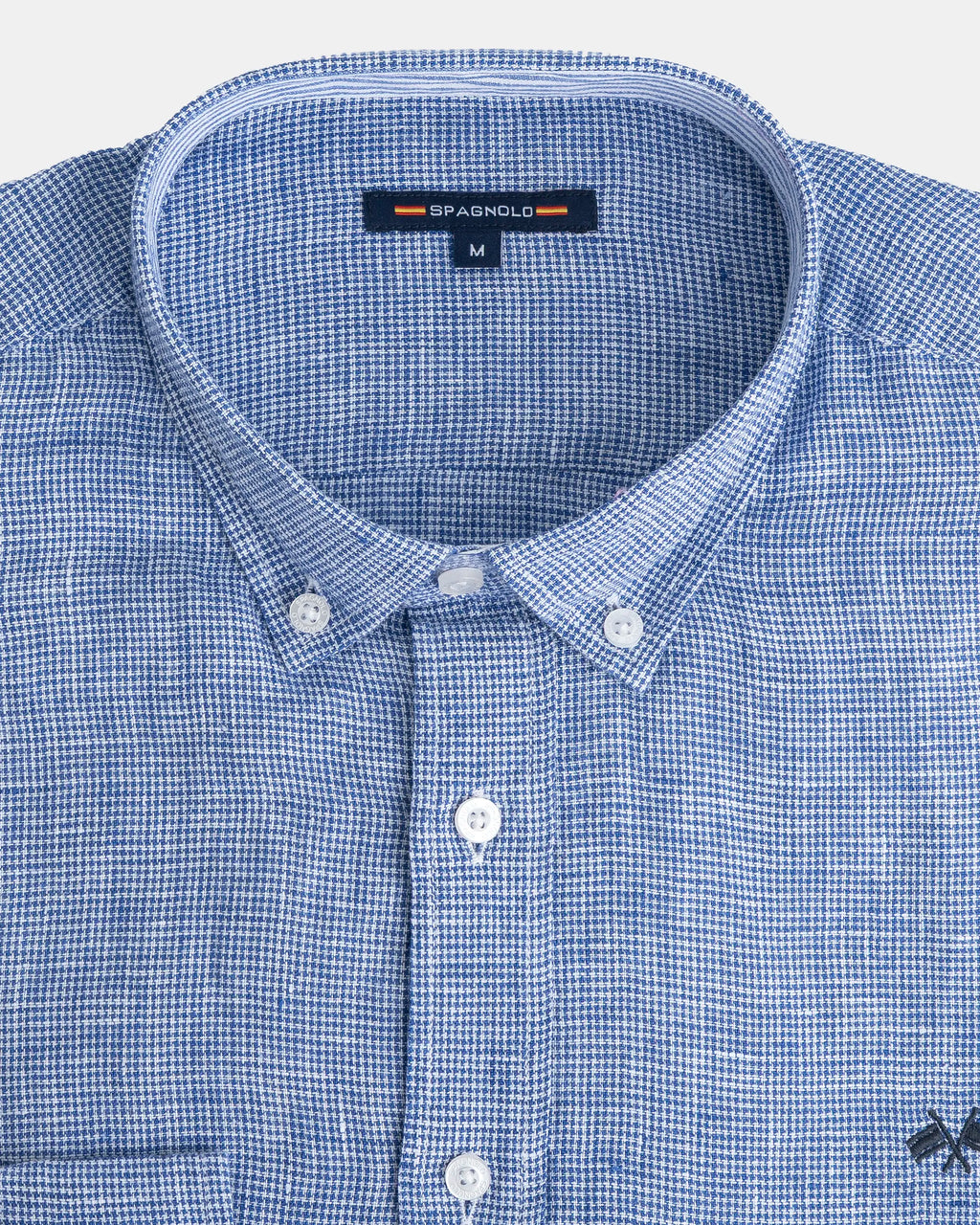 CAMISA LINO HOMBRE AZUL y BLANCO