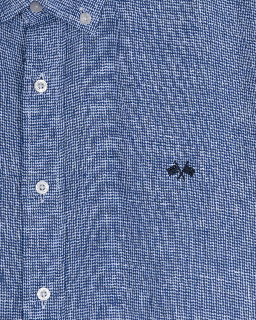 CAMISA LINO HOMBRE AZUL y BLANCO