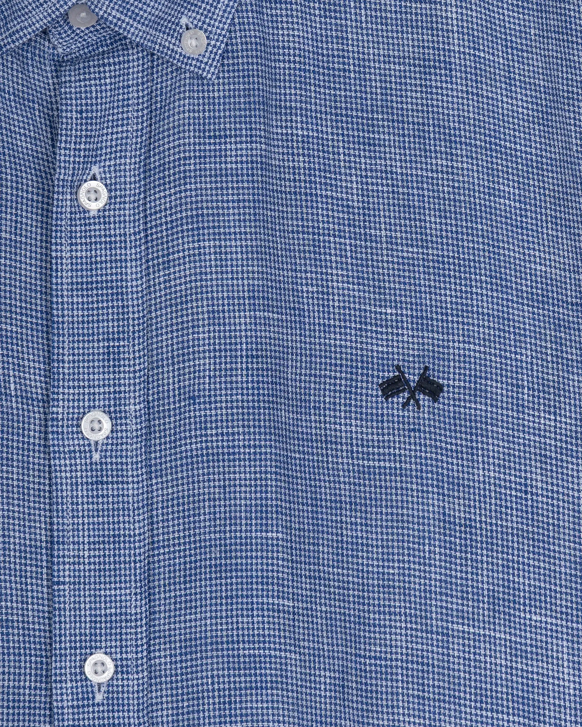 CAMISA LINO HOMBRE AZUL y BLANCO