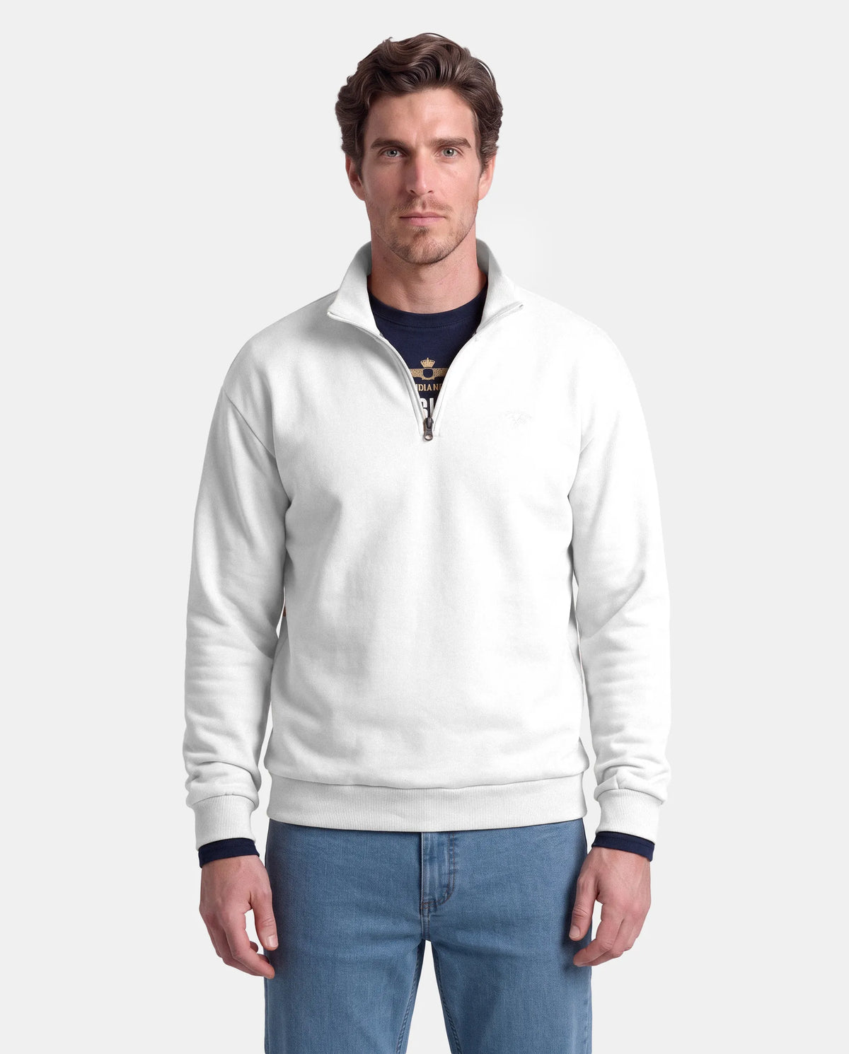 SUDADERA CREMALLERA HOMBRE BLANCO