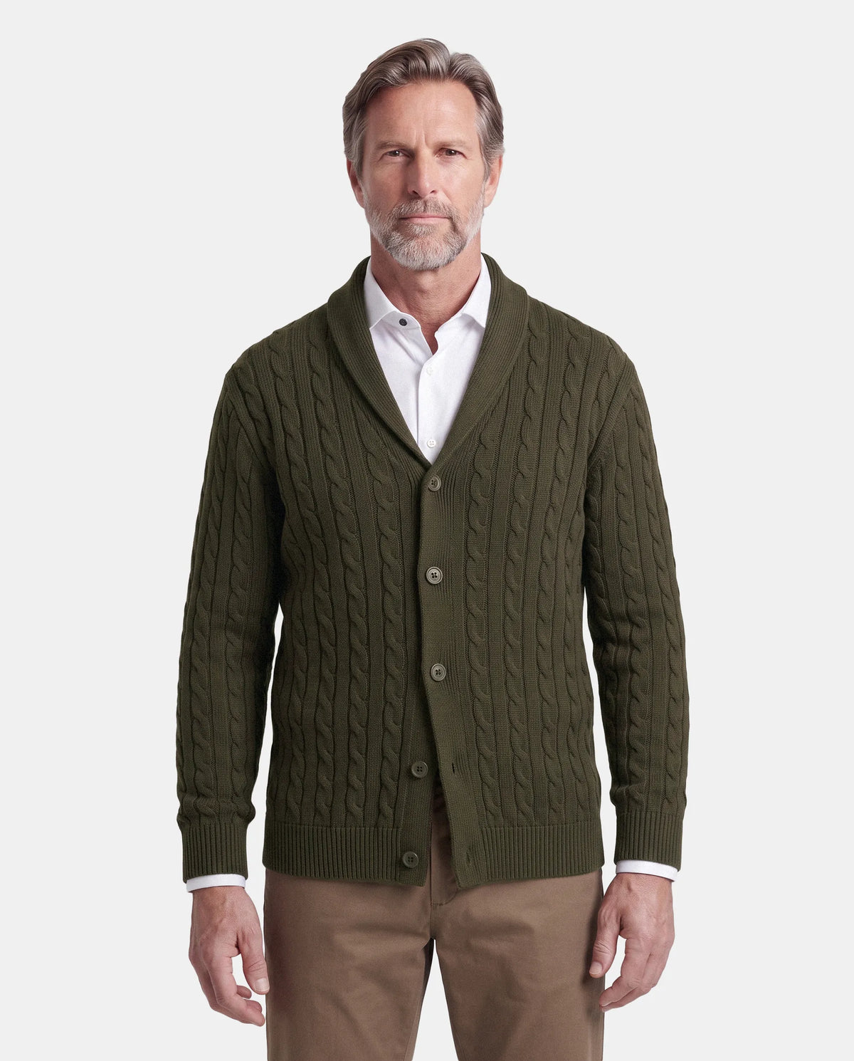 CARDIGAN C/SMOKING ESTRUCTURA OCHOS HOMBRE VERDE KAKI