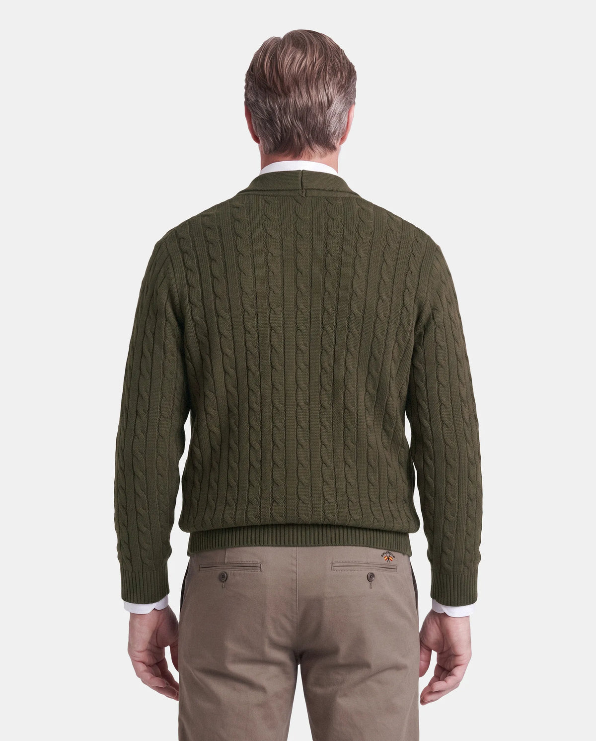 CARDIGAN C/SMOKING ESTRUCTURA OCHOS HOMBRE VERDE KAKI
