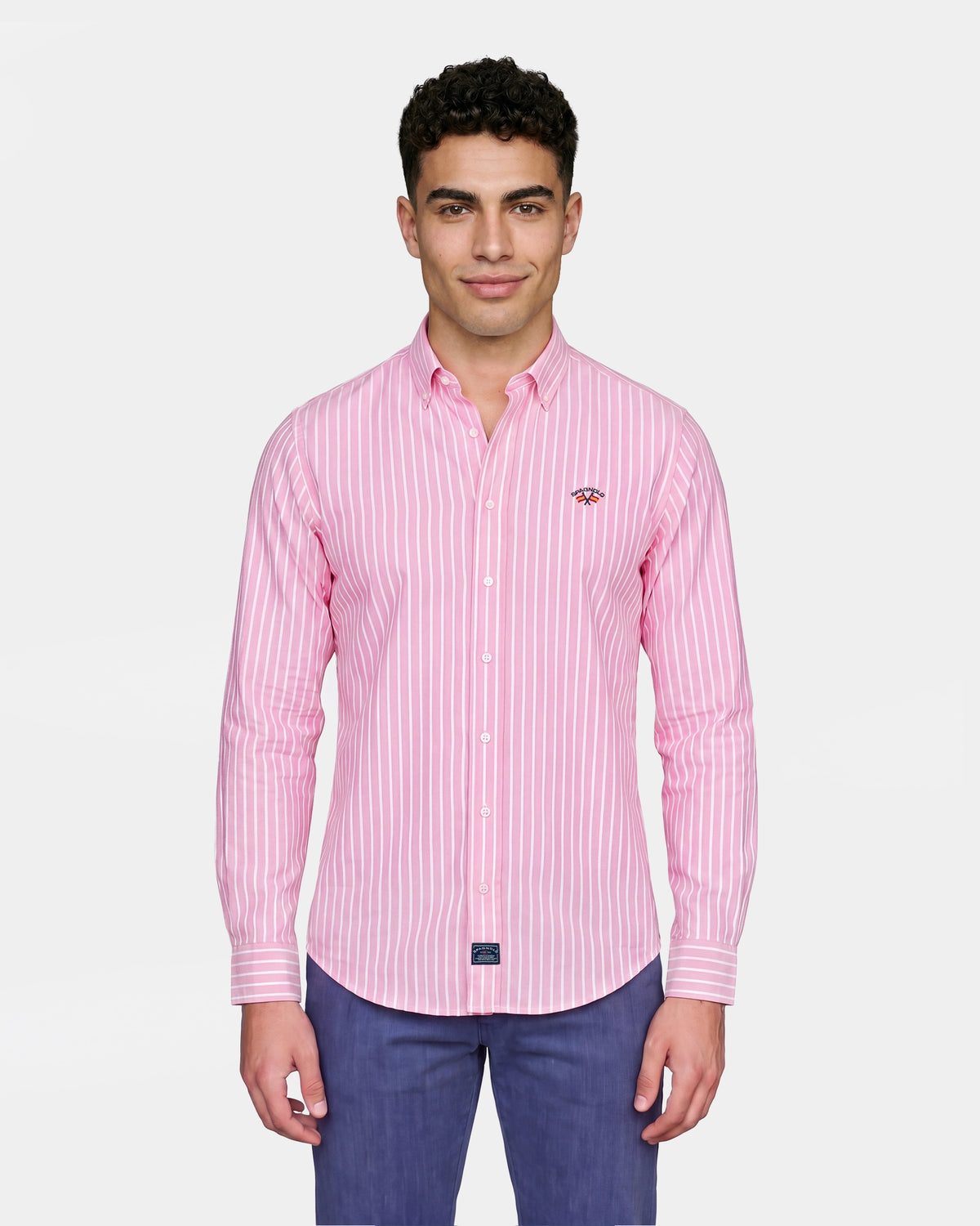 CAMISA OXFORD RAYAS HOMBRE ROSA - ROSA / XS en Spagnolo