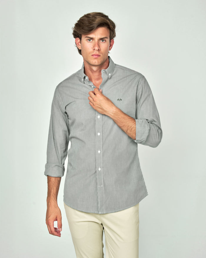 CAMISA POPELIN CUADROS HOMBRE VERDE