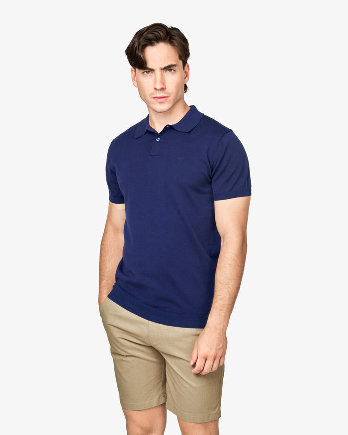 POLO PUNTO ESTRUCTURA LISO HOMBRE AZUL TINTA