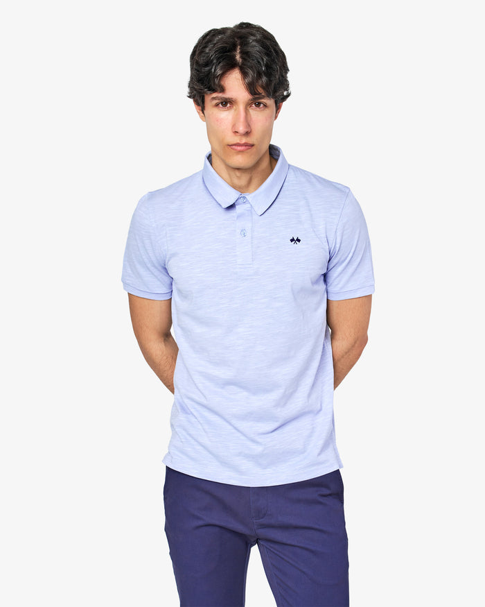 POLO PUNTO SLUB HOMBRE CELESTE