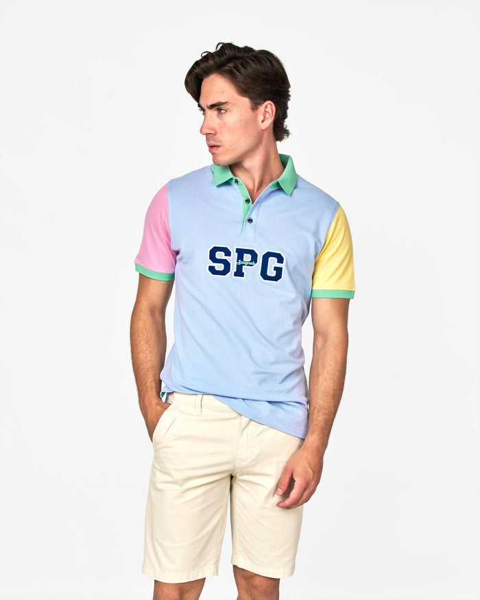 POLO PIQUÉ HOMBRE MULTICOLOR CELESTE