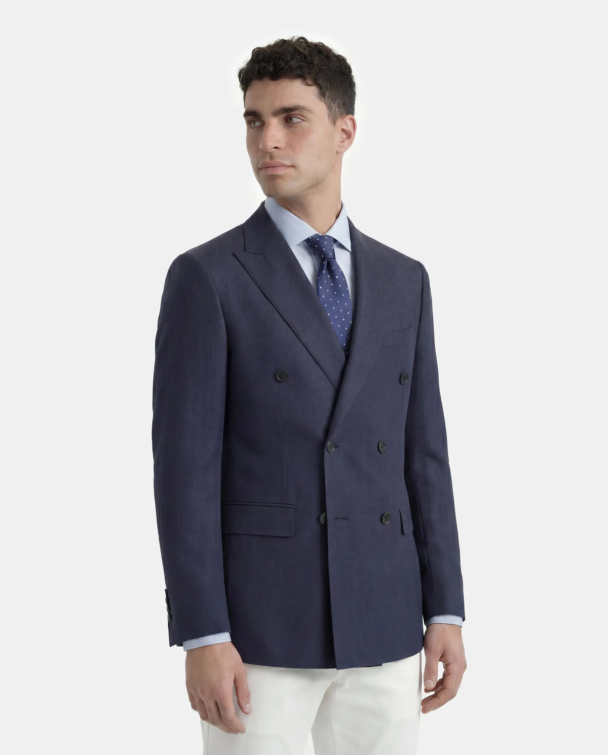 AMERICANA CRUZADA LINO HOMBRE AZUL TINTA - AZUL TINTA / 46 en Spagnolo
