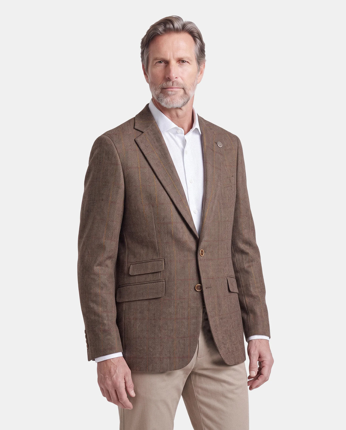 AMERICANA LANA CUADROS HOMBRE MARRON
