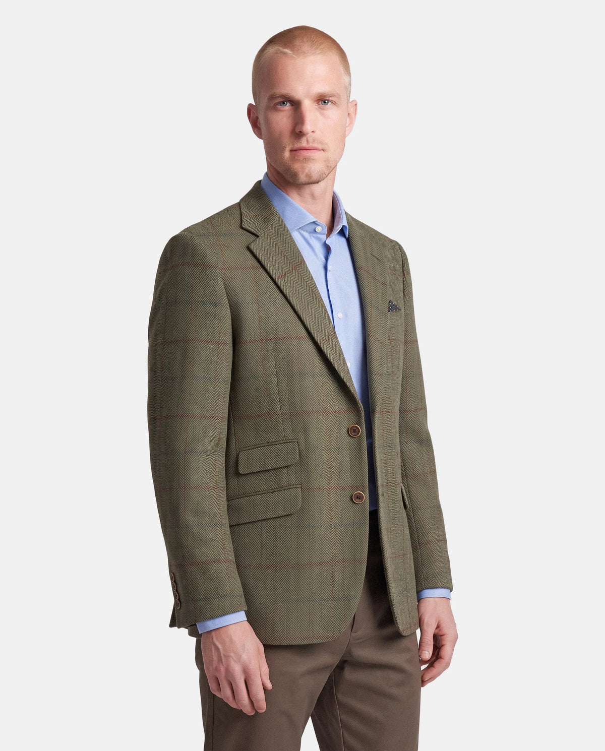 AMERICANA LANA CUADROS HOMBRE VERDE