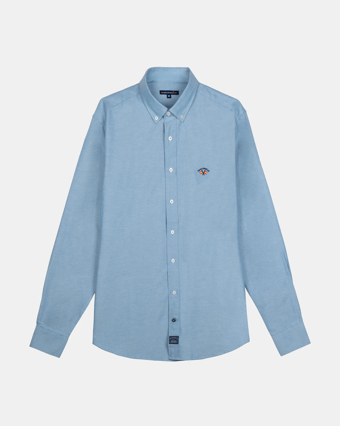 CAMISA REGULAR OXFORD LISO HOMBRE AZUL