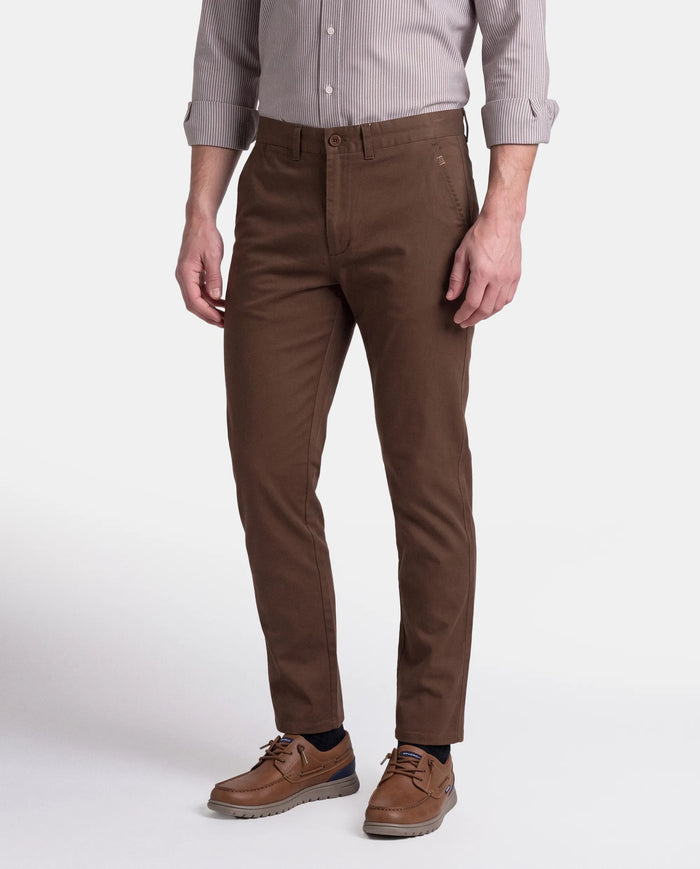 PANTALÓN CHINO SLIM NIDO ABEJA HOMBRE MARRON