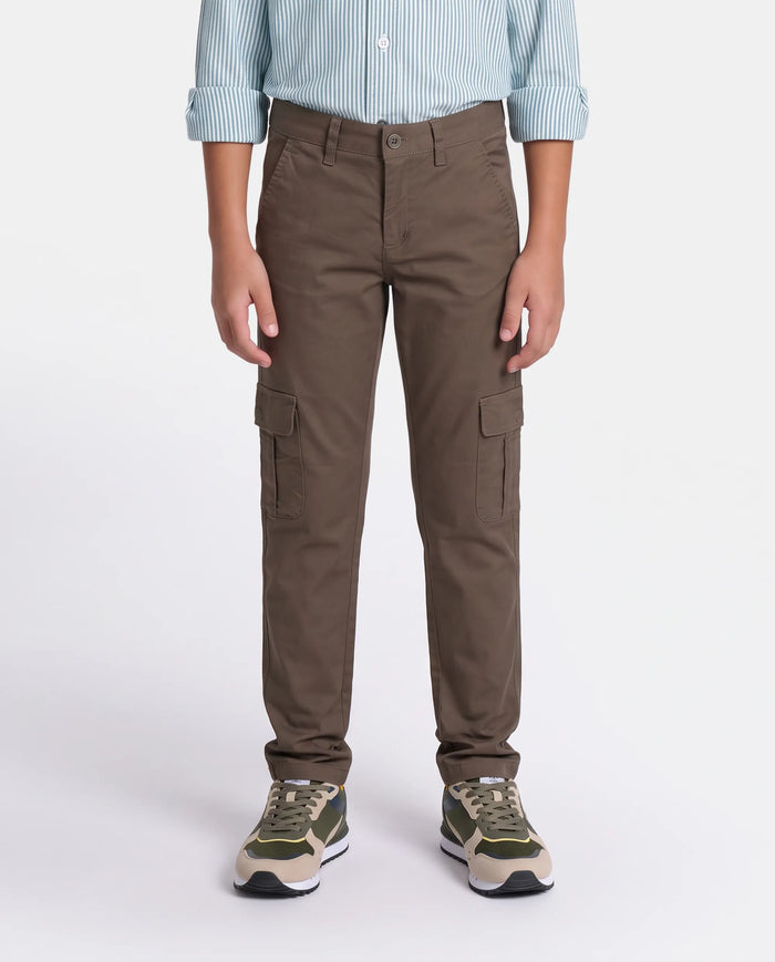 PANTALON CARGO GABARDINA LAVADA NIÑO VERDE