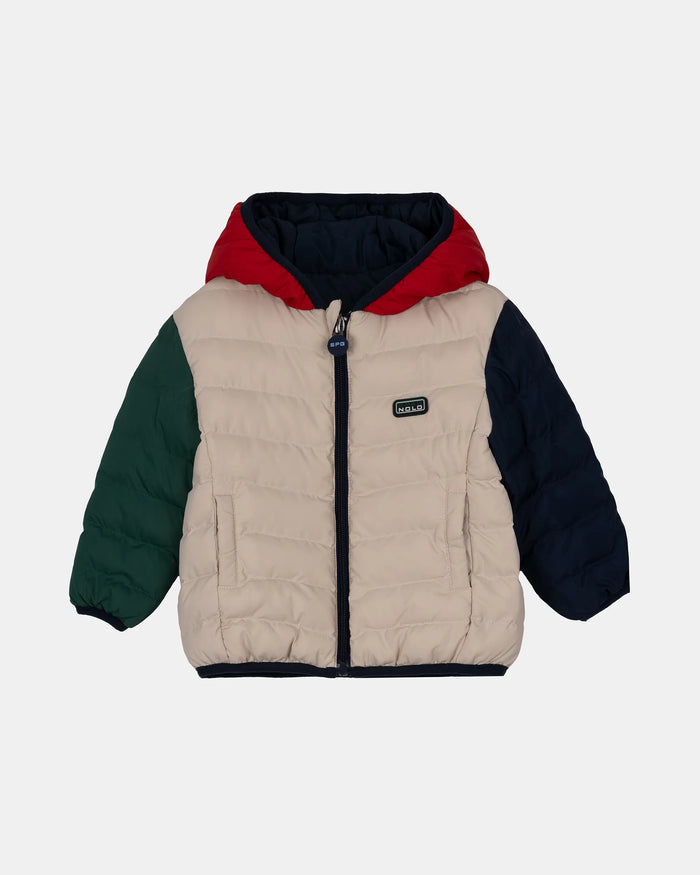 CAZADORA REVERSIBLE BEBÉ NIÑO AZUL MARINO Y TRICOLOR