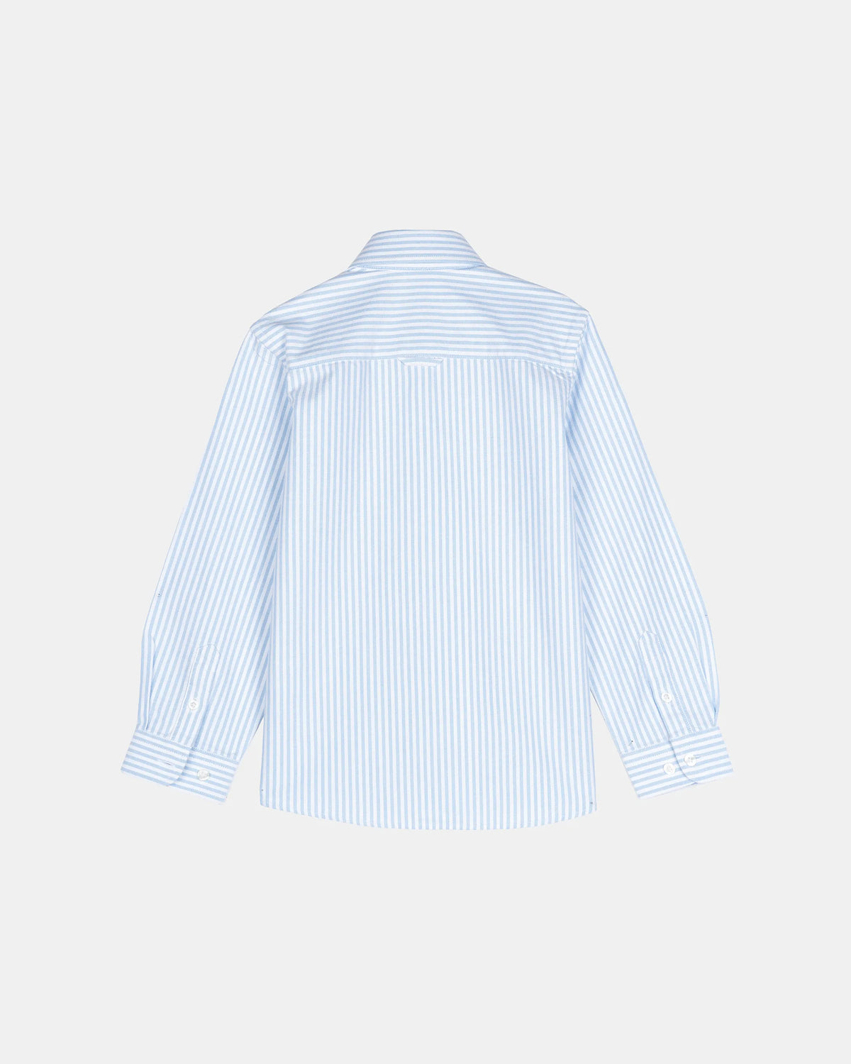 CAMISA CUELLO BOTON OXFORD LISTAS NIÑO BLANCO y CELESTE