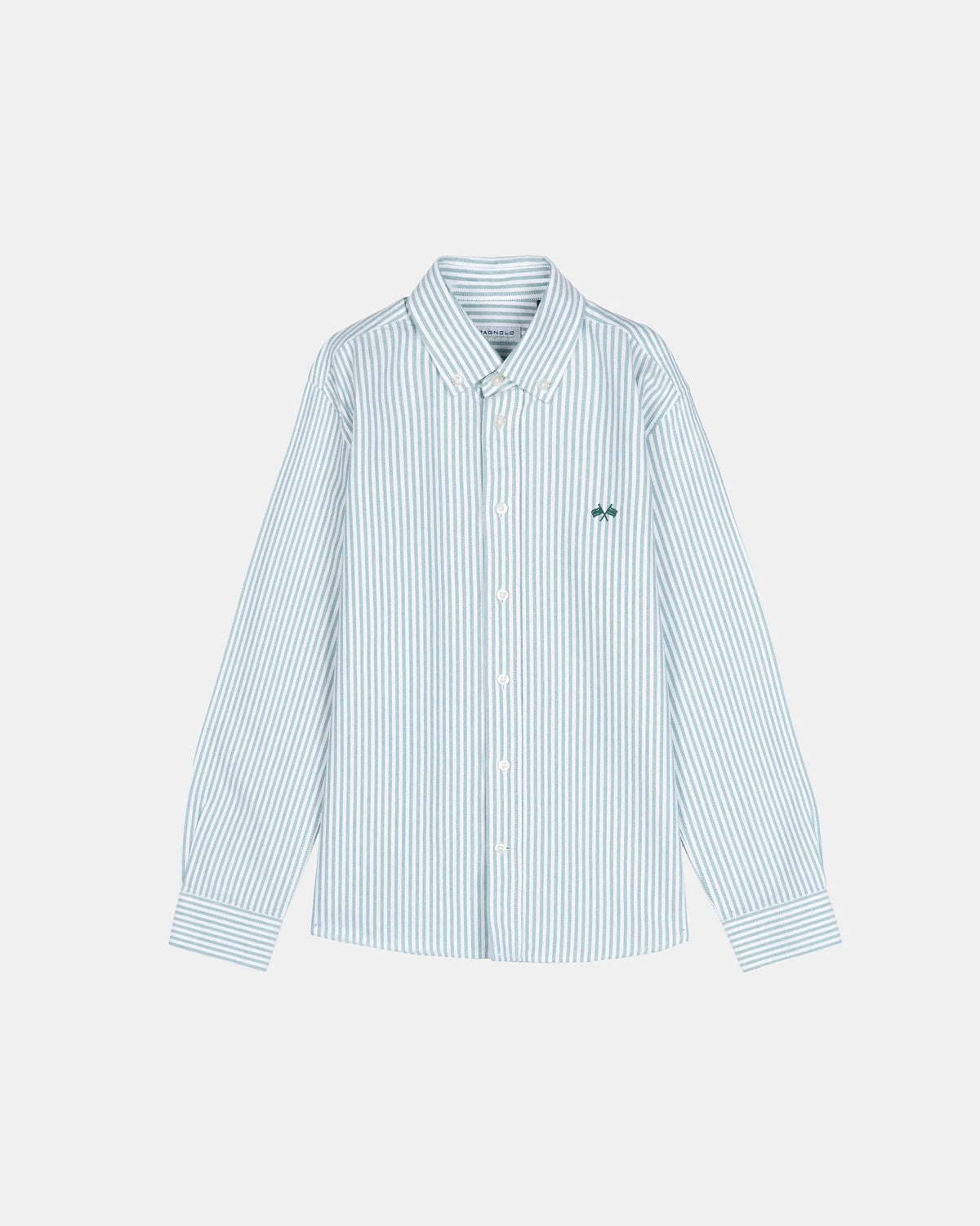 CAMISA OXFORD LISTAS NIÑO BLANCO y VERDE