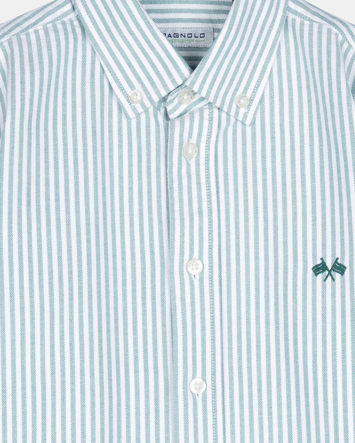 CAMISA OXFORD LISTAS NIÑO BLANCO y VERDE