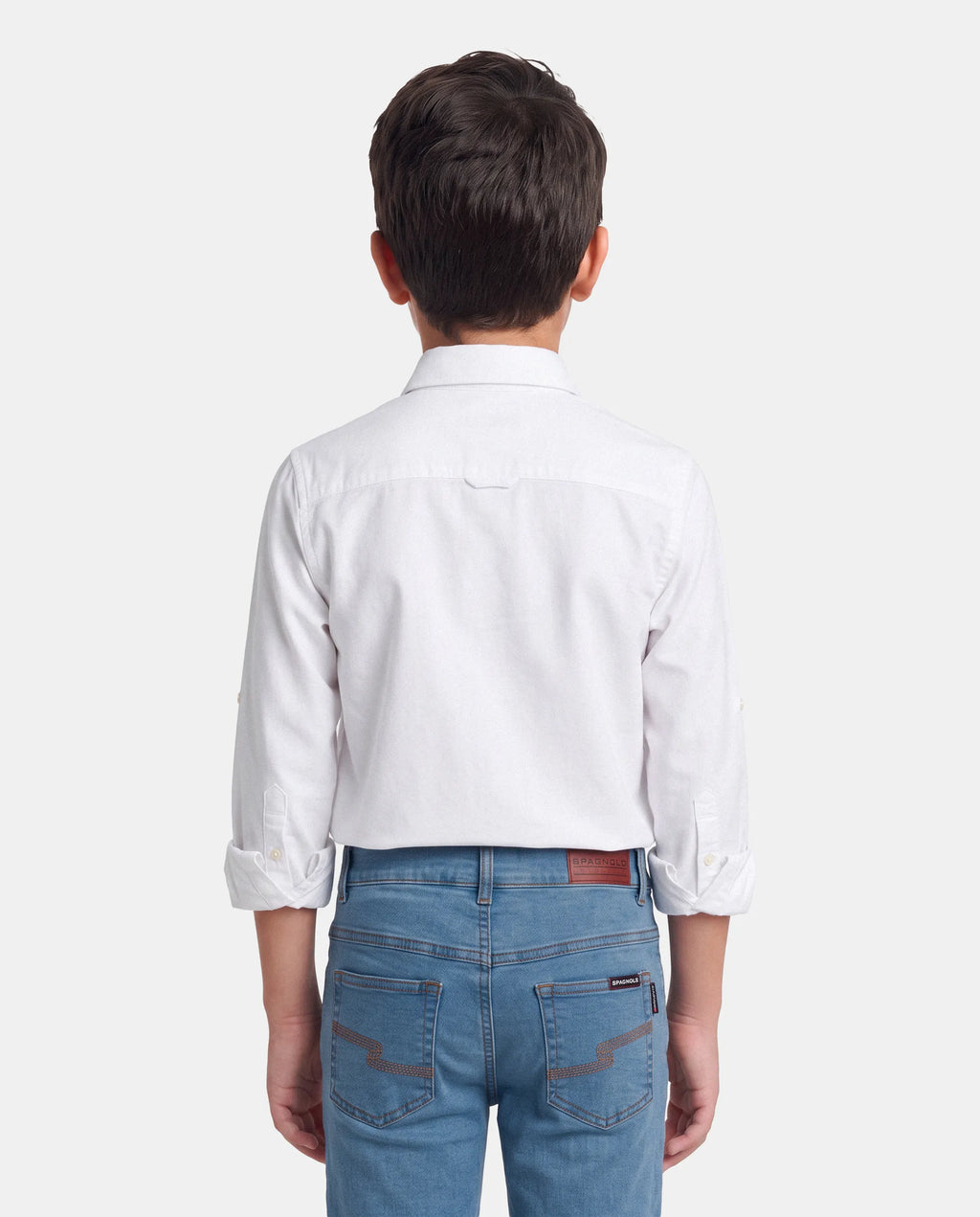 CAMISA CUELLO BOTON OXFORD LISO NIÑO BLANCO