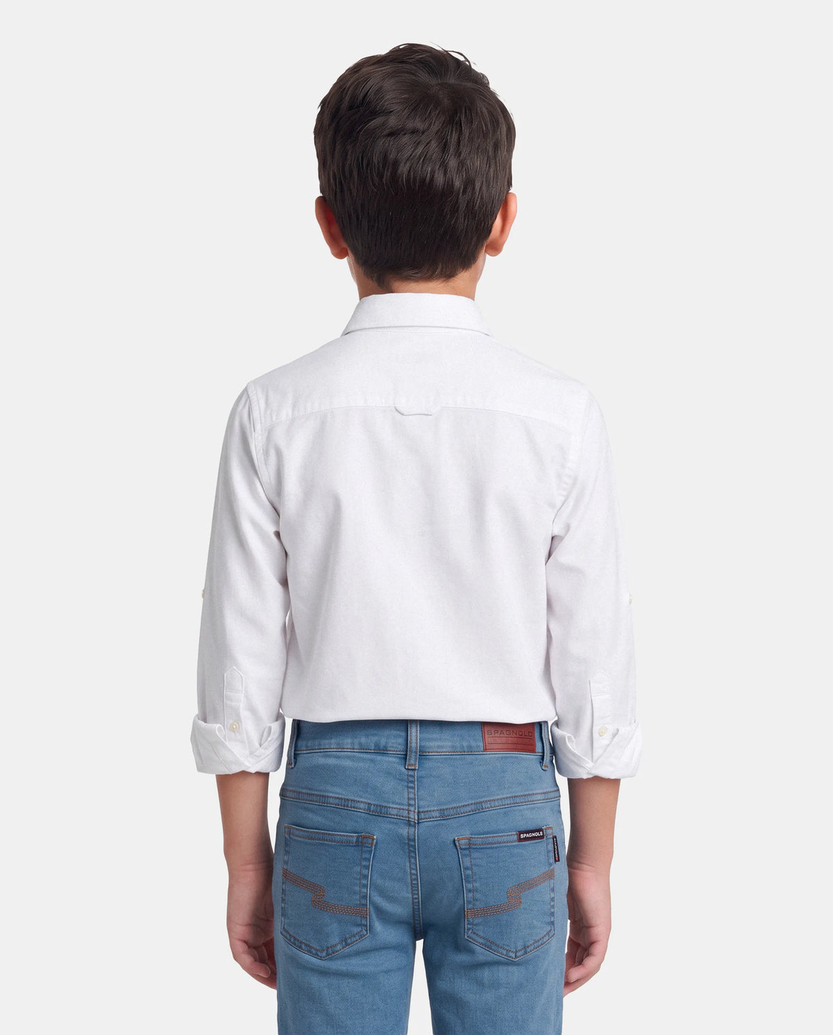 CAMISA CUELLO BOTON OXFORD LISO NIÑO BLANCO