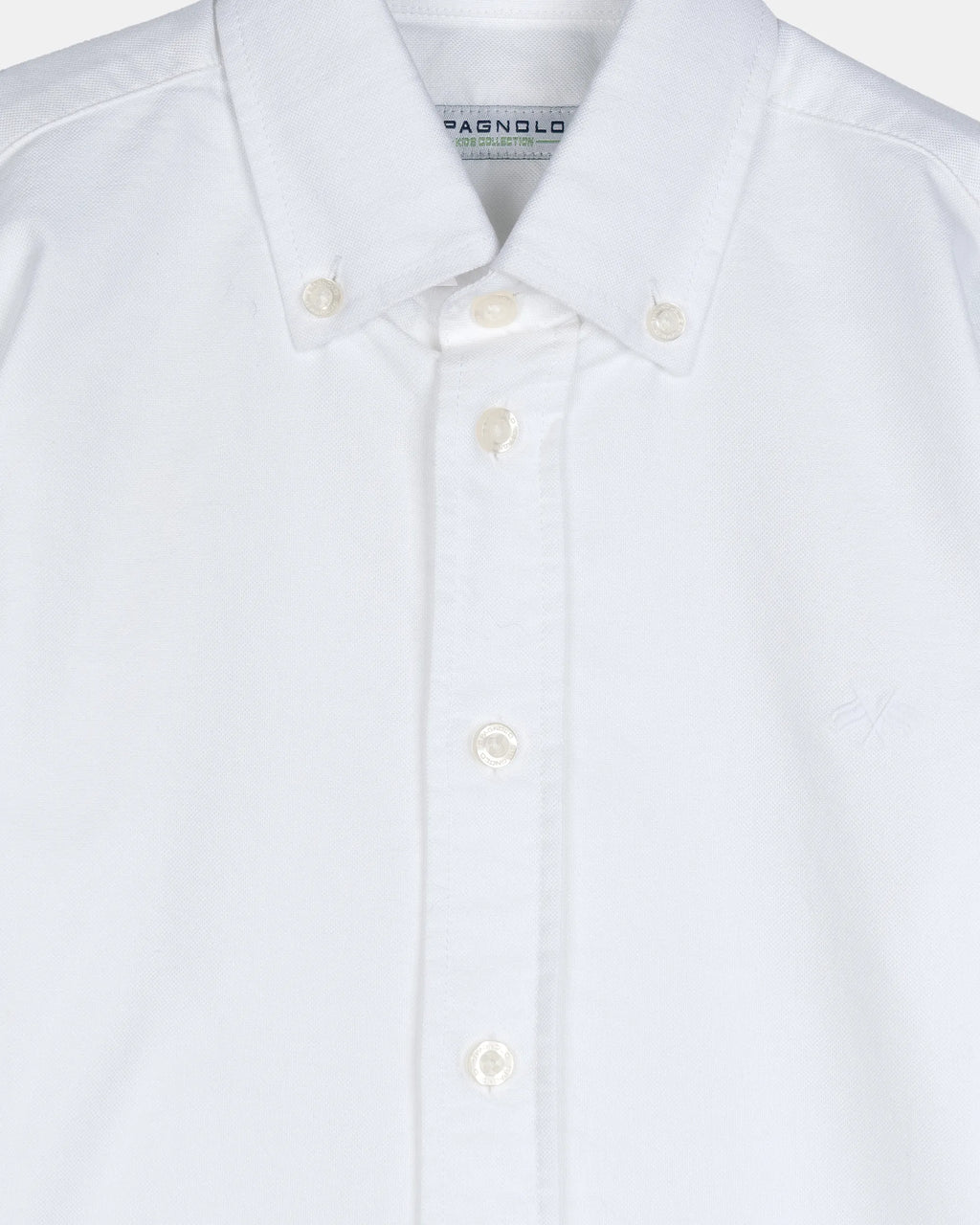 CAMISA CUELLO BOTON OXFORD LISO NIÑO BLANCO