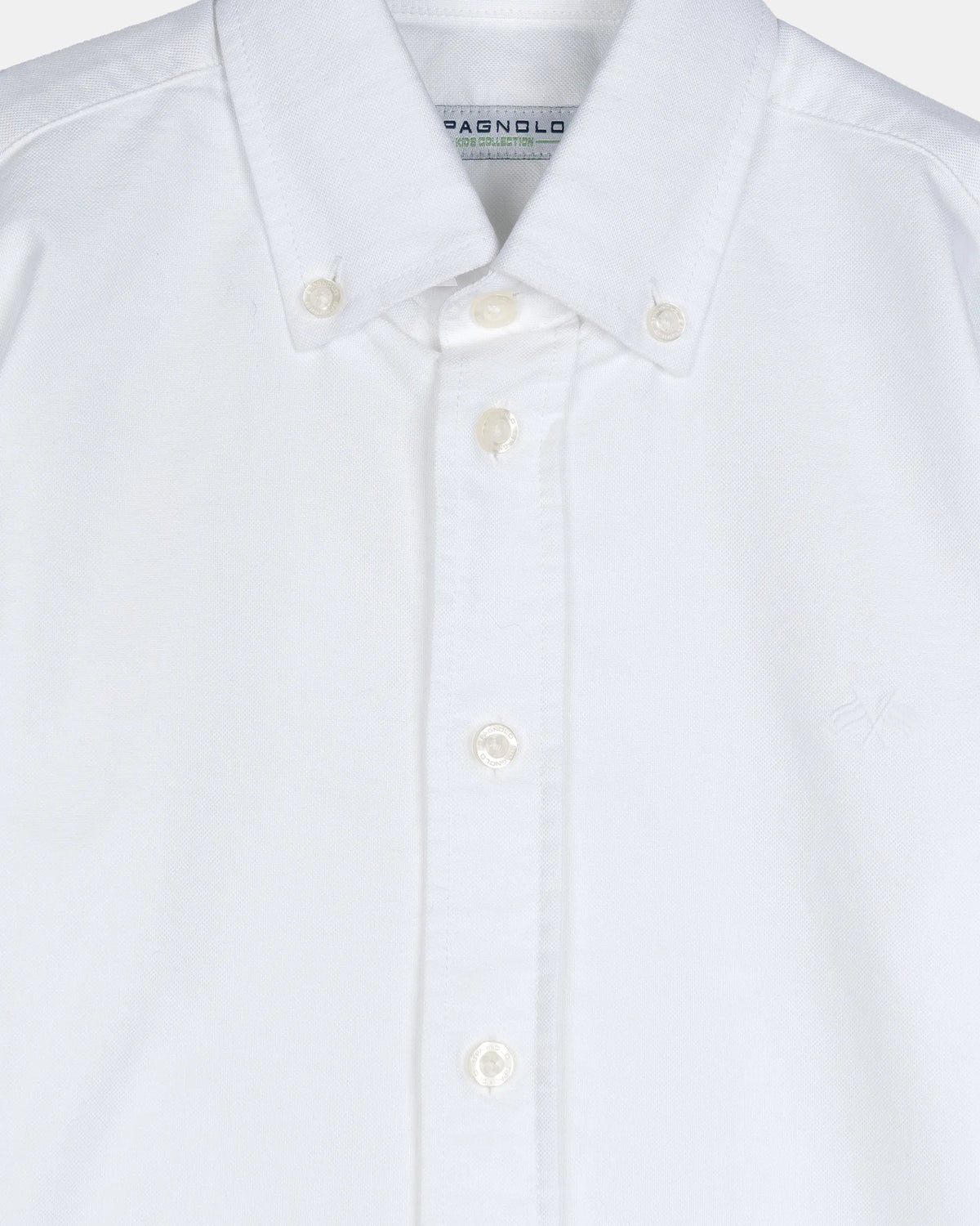 CAMISA CUELLO BOTON OXFORD LISO NIÑO BLANCO
