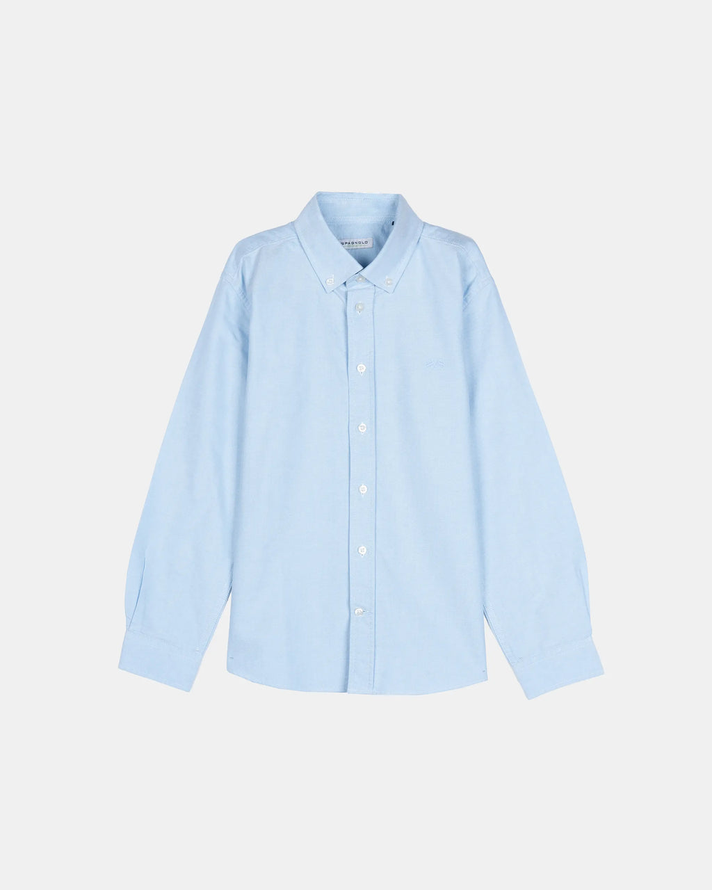 CAMISA CUELLO BOTON OXFORD LISO NIÑO CELESTE
