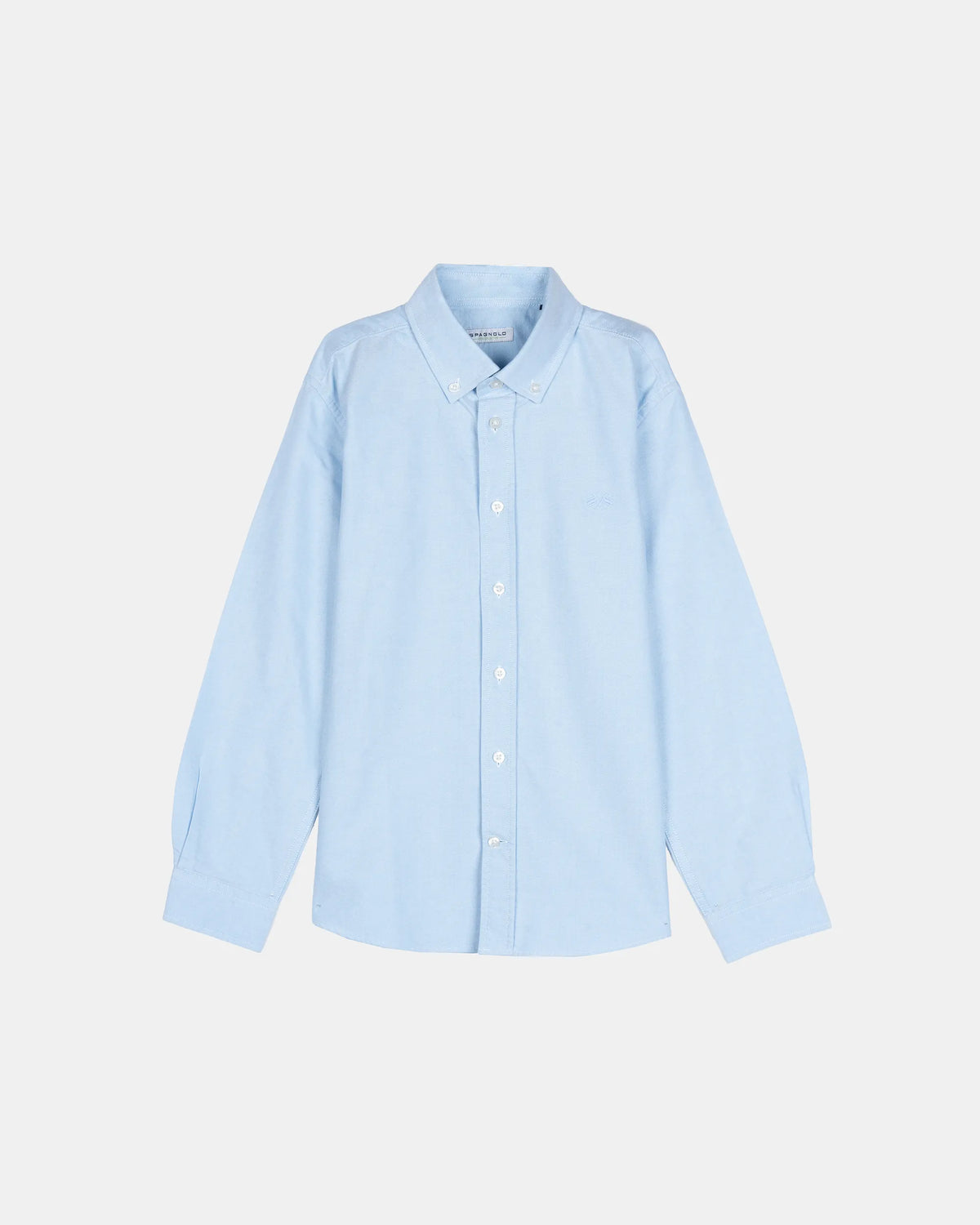 CAMISA CUELLO BOTON OXFORD LISO NIÑO CELESTE