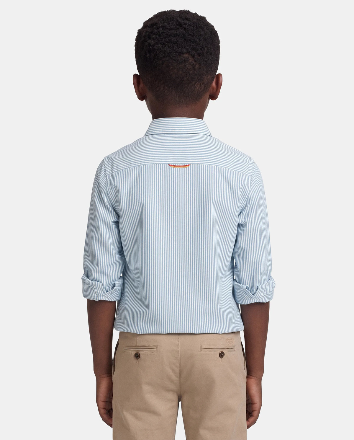 CAMISA C/BOTON OXFORD LISTAS NIÑO BLANCO Y VERDE