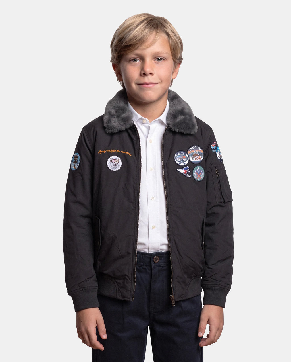 CAZADORA BOMBER APRES SKI NIÑO GRIS