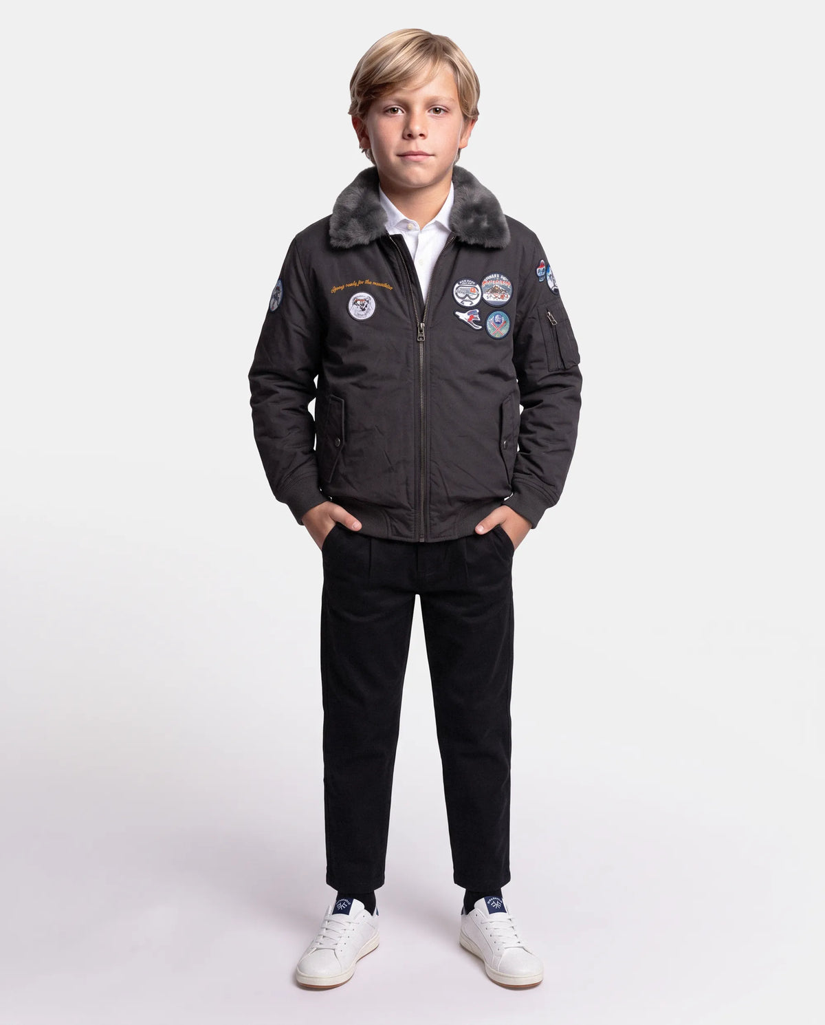 CAZADORA BOMBER APRES SKI NIÑO GRIS